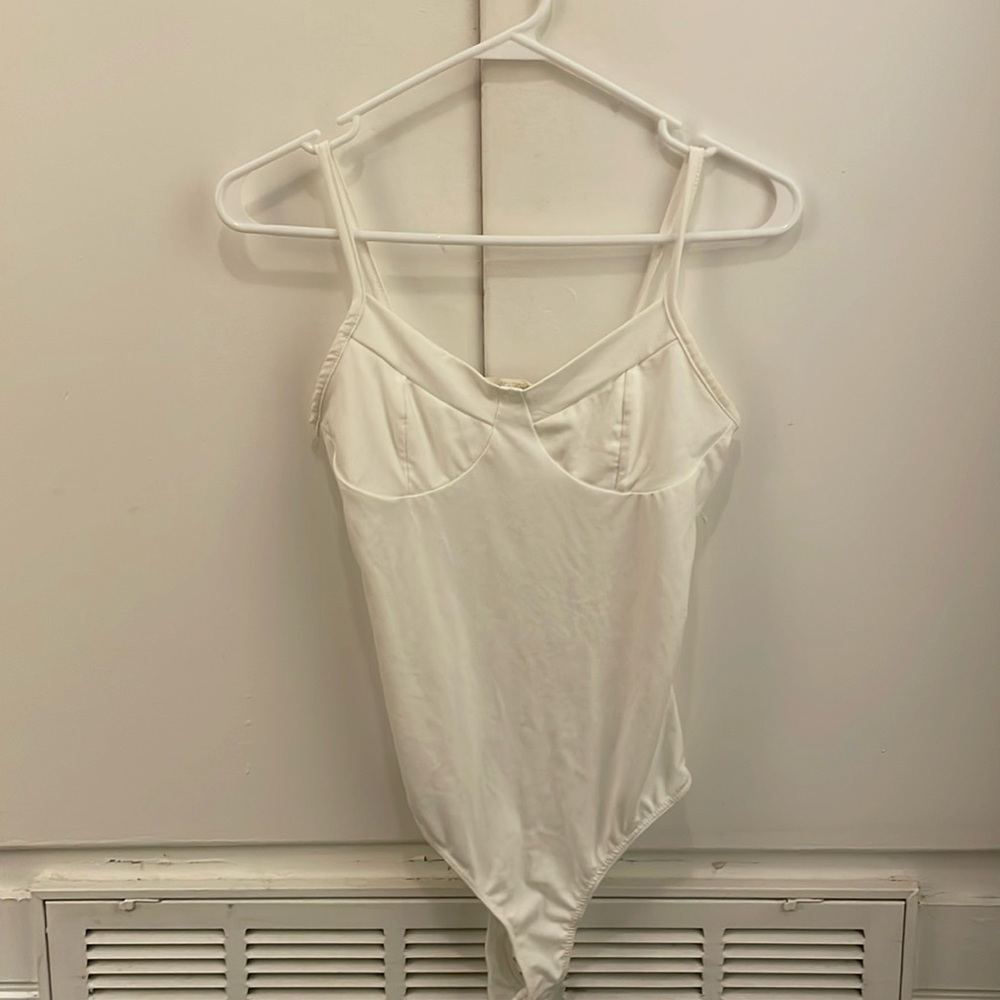 Corset style top cream bodysuit